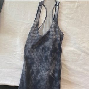 Dark blue white tie-dye tank top, Gray and white tie-dye tank top